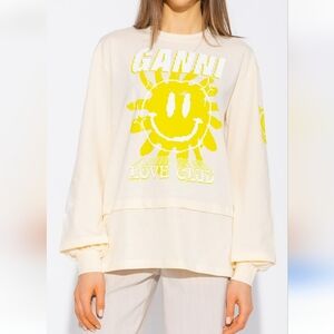 GANNI | Love sun long sleeve graphic tee in rutabaga sz M